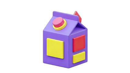 3D Cartoon Milk Carton Isolated on White Background