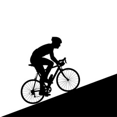 Obraz premium silhouette mono color vector of a cyclist riding uphill vector design
