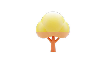 3D Cartoon Tree on White Background