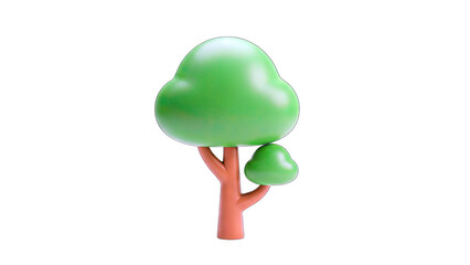 3D Cartoon Tree on White Background