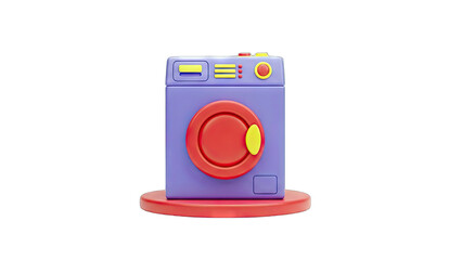 3D Cartoon Washing Machine on White Background