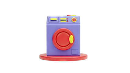 3D Cartoon Washing Machine on White Background