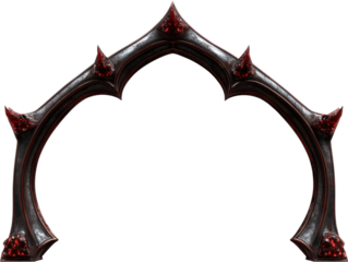 Gothic iron arch with red accents and spikes