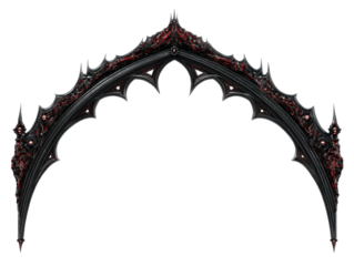 Gothic arch with intricate red and black design