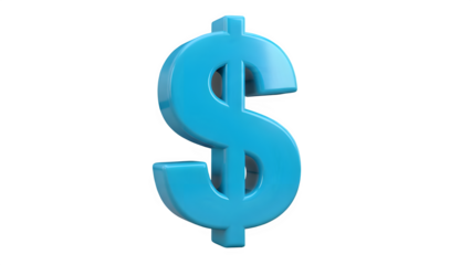 A large cyan dollar sign on a black background