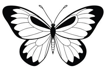 Obraz premium butterfly silhouette line art vector illustration with a white background