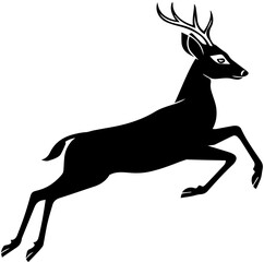 Obraz premium Silhouette of Leaping Deer – Black and White Wildlife Vector