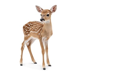 Fototapeta premium 明るい背景の上の優雅な子鹿 鮮やかなライトでの撮影