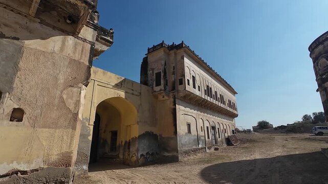 Exploring the exterior of Narayan Niwas Castle Fort, Mahensar, Rajasthan