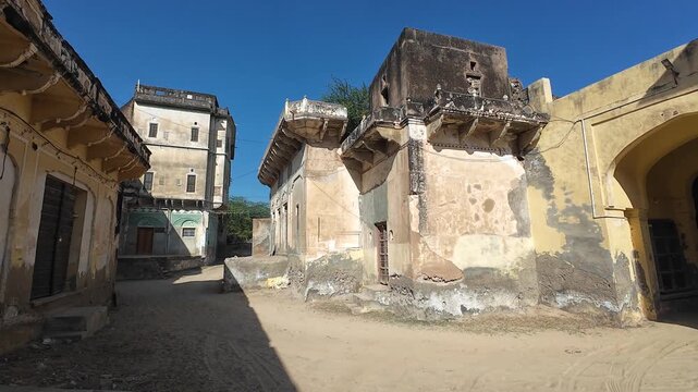 Exploring the exterior of Narayan Niwas Castle Fort, Mahensar, Rajasthan