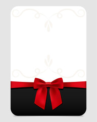 Elegant Gift Card with Red Bow, Gift Voucher, Blank Card, Mockup, Vector