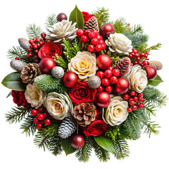 Christmas flower bouquet isolated on transparent background PNG