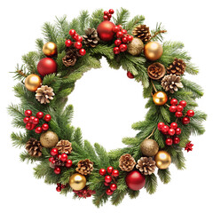 Christmas wreath isolated on transparent background PNG