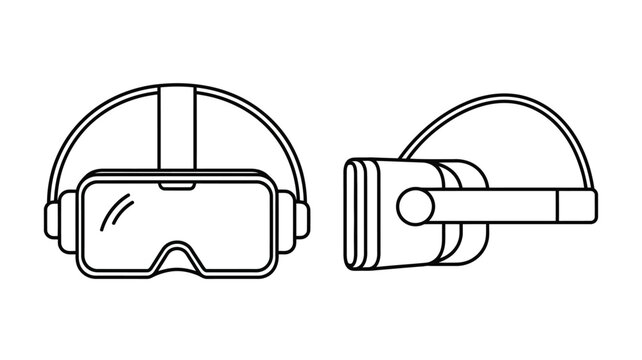 Virtual reality headset design in two views a striking silhouette