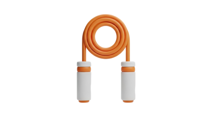 3D Rendered Orange and White Jump Rope on White Background
