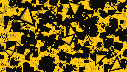 Abstract Yellow and Black Geometric Background with Grunge Texture and Sharp Triangles