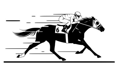 Vector illustration of racing horse with jockey, speed and competition concept, modern flat style
