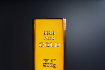 gold bar on dark background.  gold bar symbolizing wealth, savings and investments, business and finance.