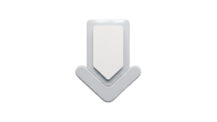 3D Down Arrow Icon on White Background