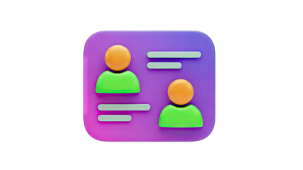 3D Contact Card Icon with People - Communication Concept