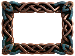 Intricate celtic knot frame with copper and patina accents