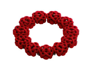 Intricate celtic knot inspired circular red rope design