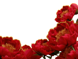 Vibrant red peonies with black background