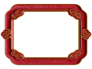 Elegant red and gold decorative frame with ornate patterns