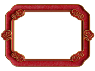 Elegant red and gold decorative frame with ornate patterns