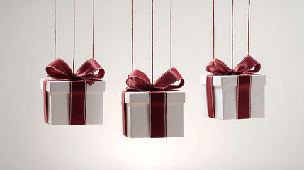 Suspended Christmas Gift Boxes &ndash; Ribbons with Easy Cutout for Holiday Designs.