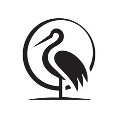 Naklejka premium Elegant minimalist stork bird logo design on white background