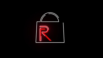 high quality nice back pack icon neon light moove motion 4k video on dark background - Powered by Adobe