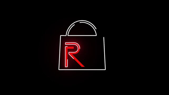 high quality nice back pack icon neon light moove motion 4k video on dark background