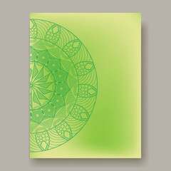 Luxury mandala vector green book cover for brochure, leaflet, flyer,  with floral ornament pattern, invitation, cards, wedding, logos