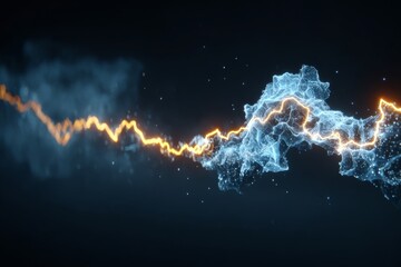 Intense Blue and White Electrical Collision with Sparking Energy Clouds