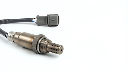 Close-up of a new automotive oxygen sensor (o2 sensor) part with wiring harness