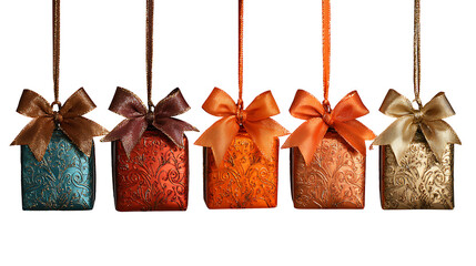 Suspended Christmas Gift Boxes &ndash; Ribbons with Easy Cutout for Holiday Designs.