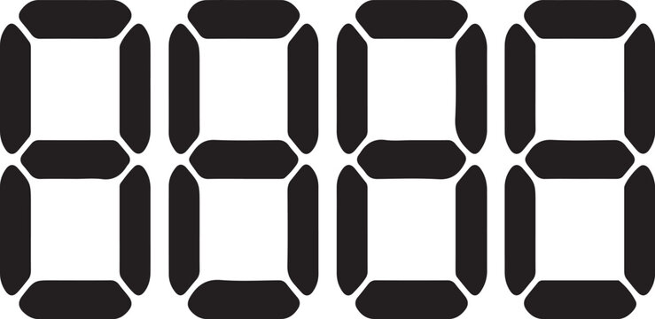 Four Sets of Black Digital Clock Seven-Segment Displays Showing All Segments Active