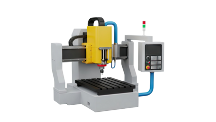 3D Render of a CNC Milling Machine with Control Panel