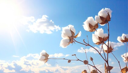 Cotton Plants Under a Sunny Sky