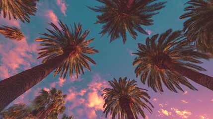 palm trees during sunset, Generative AI