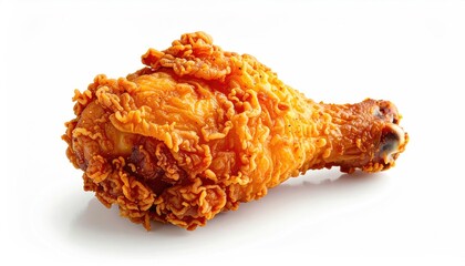 Crispy Fried Chicken Drumstick on White Background