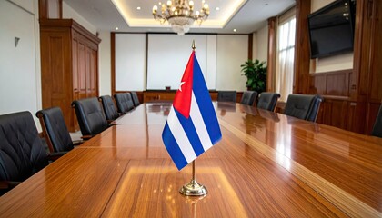 Cuban Flag on Polished Conference Table