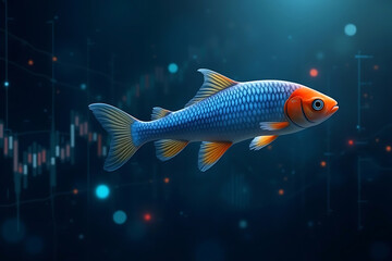 Fototapeta premium Graceful fish swimming in illuminated water