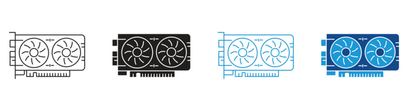 GPU icon Set Multiple Style Collection. Vector illustration.
