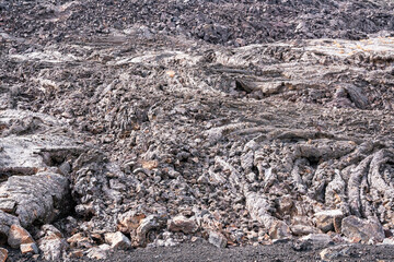 Lava field showing different types of lava flows in Idaho