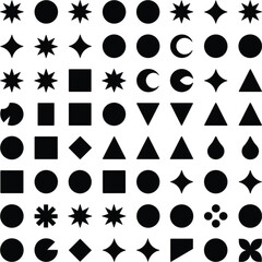 A Collection of Black Geometric Shapes on White Background