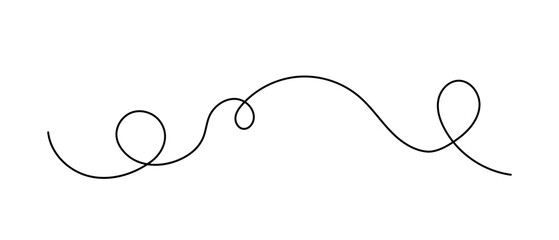 Curve isolated line, vector simple illustration, decorative linework in doodle style