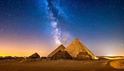 広い砂漠に佇むピラミッドが静寂と歴史の重みを伝える風景