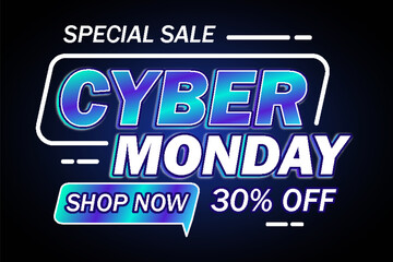 cyber monday label badge techno light typography editable text effect font style template